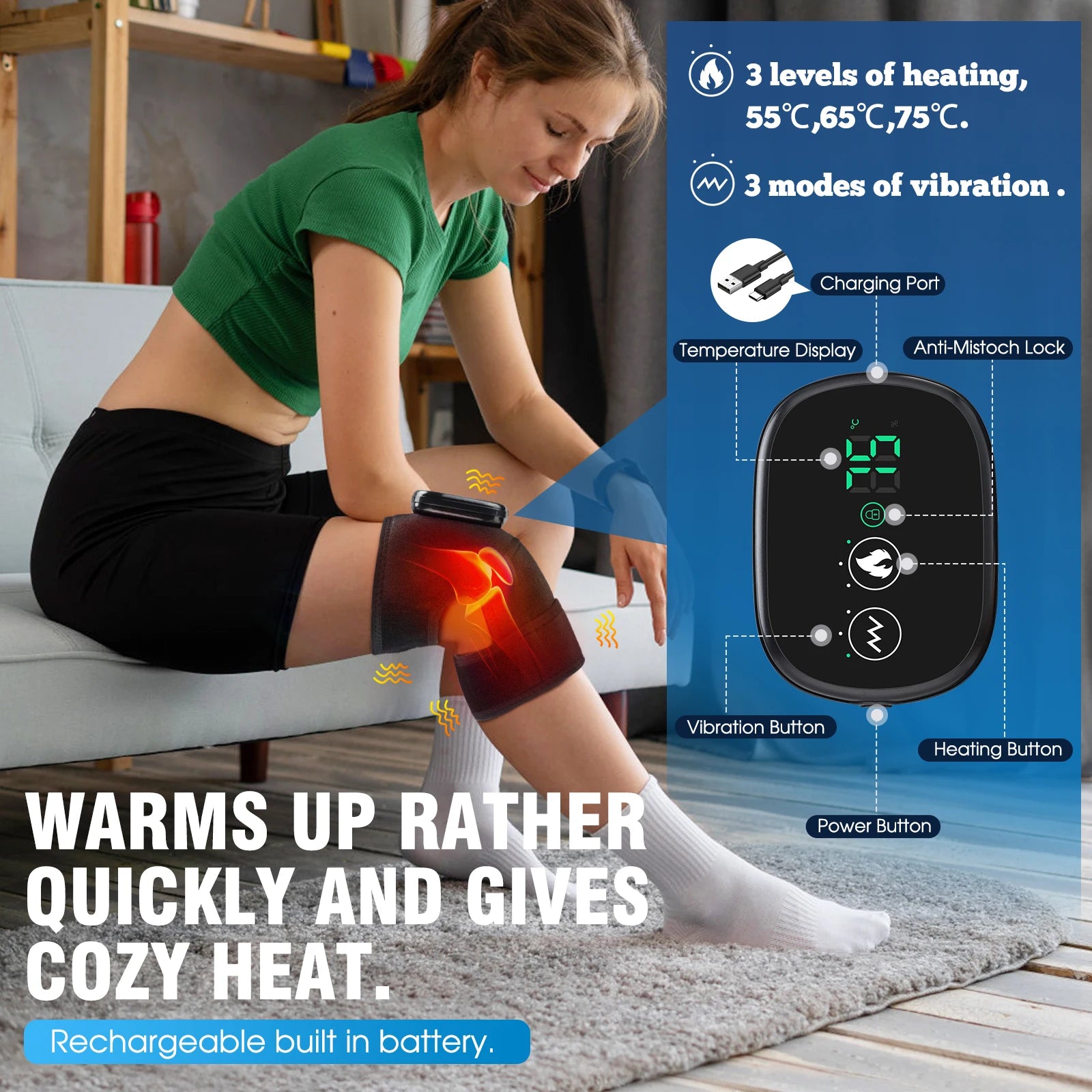 Vibrating Knee Massager for Pain Relief