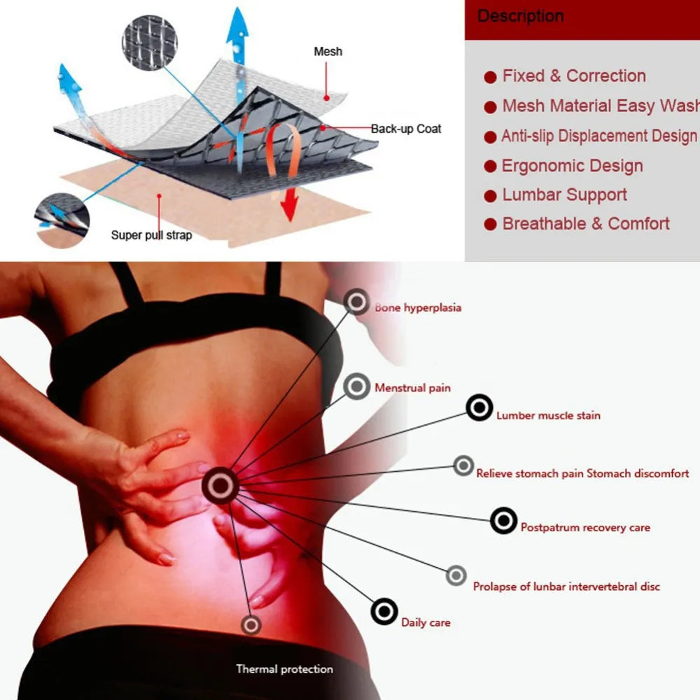 Adjustable Tourmaline Self Heating Lumbar Brace